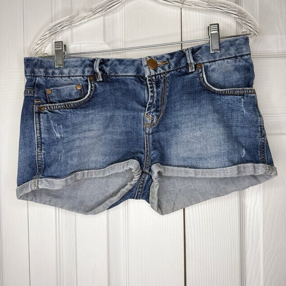 Ltb Pants - LTB‎ Cuffed Denim Jean Shorts Womens Size M Medium Low Rise Distressed Blue